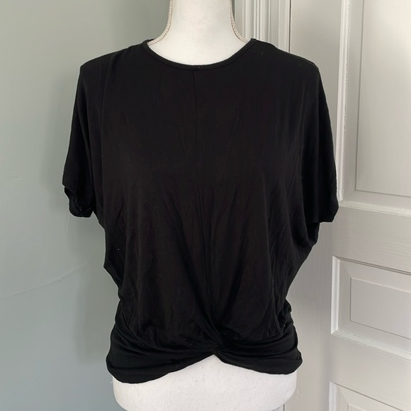 gaze Tops - Gaze Black Oversized Twist Front Tee Shirt Top Size XS